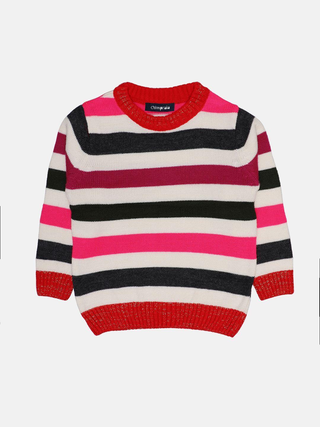 chimprala boys red & white striped woolen pullover