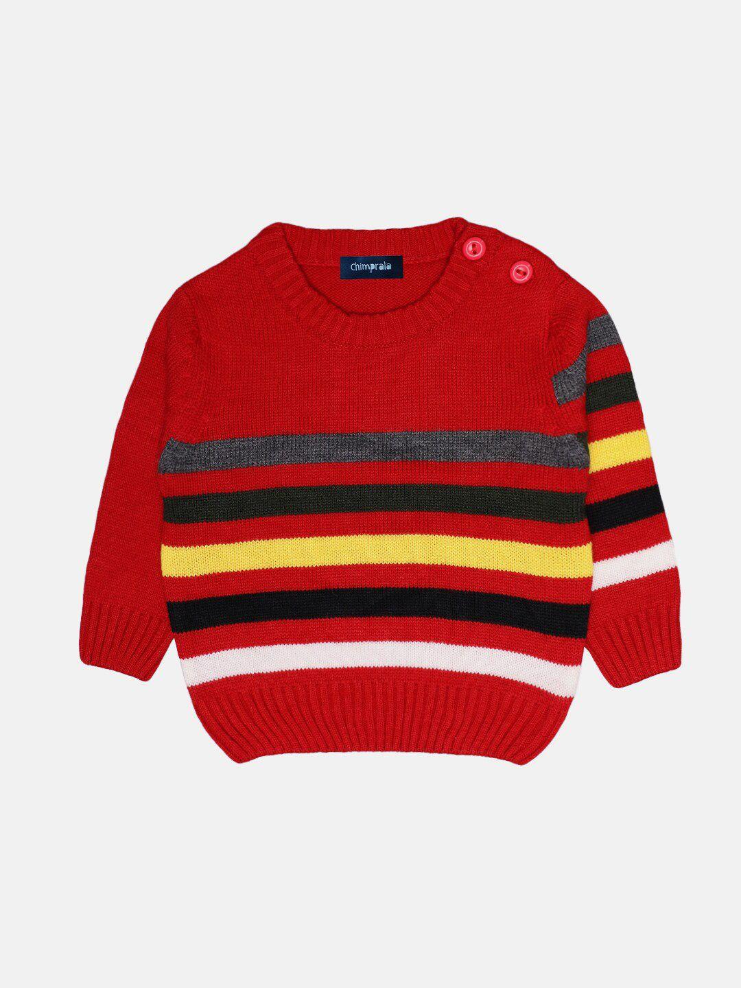 chimprala boys red & yellow striped pullover