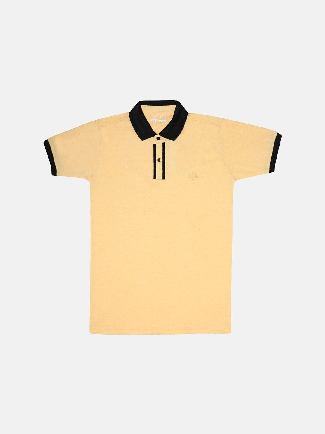 chimprala boys yellow & black polo collar antimicrobial t-shirt