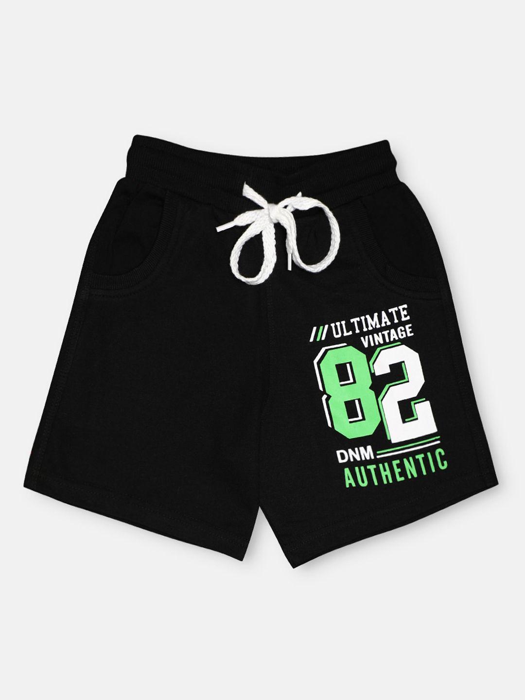 chimprala kids black & green printed pure cotton antimicrobial shorts