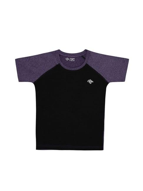 chimprala kids black & purple solid t-shirt