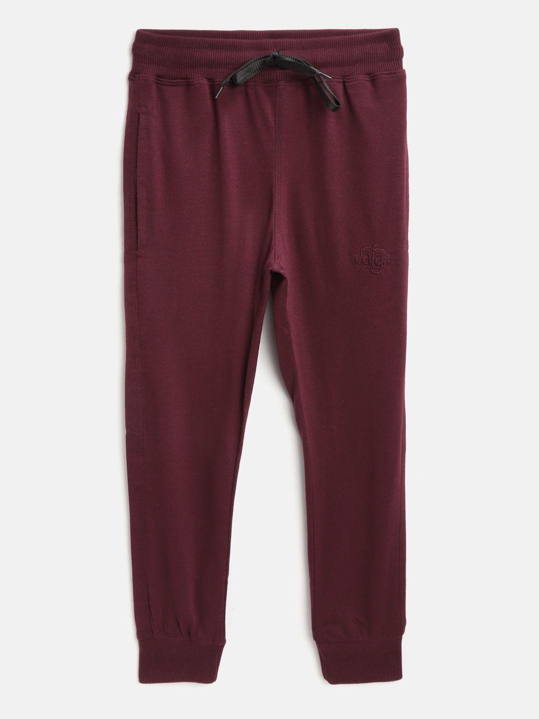 chimprala kids burgundy cotton solid antimicrobial joggers