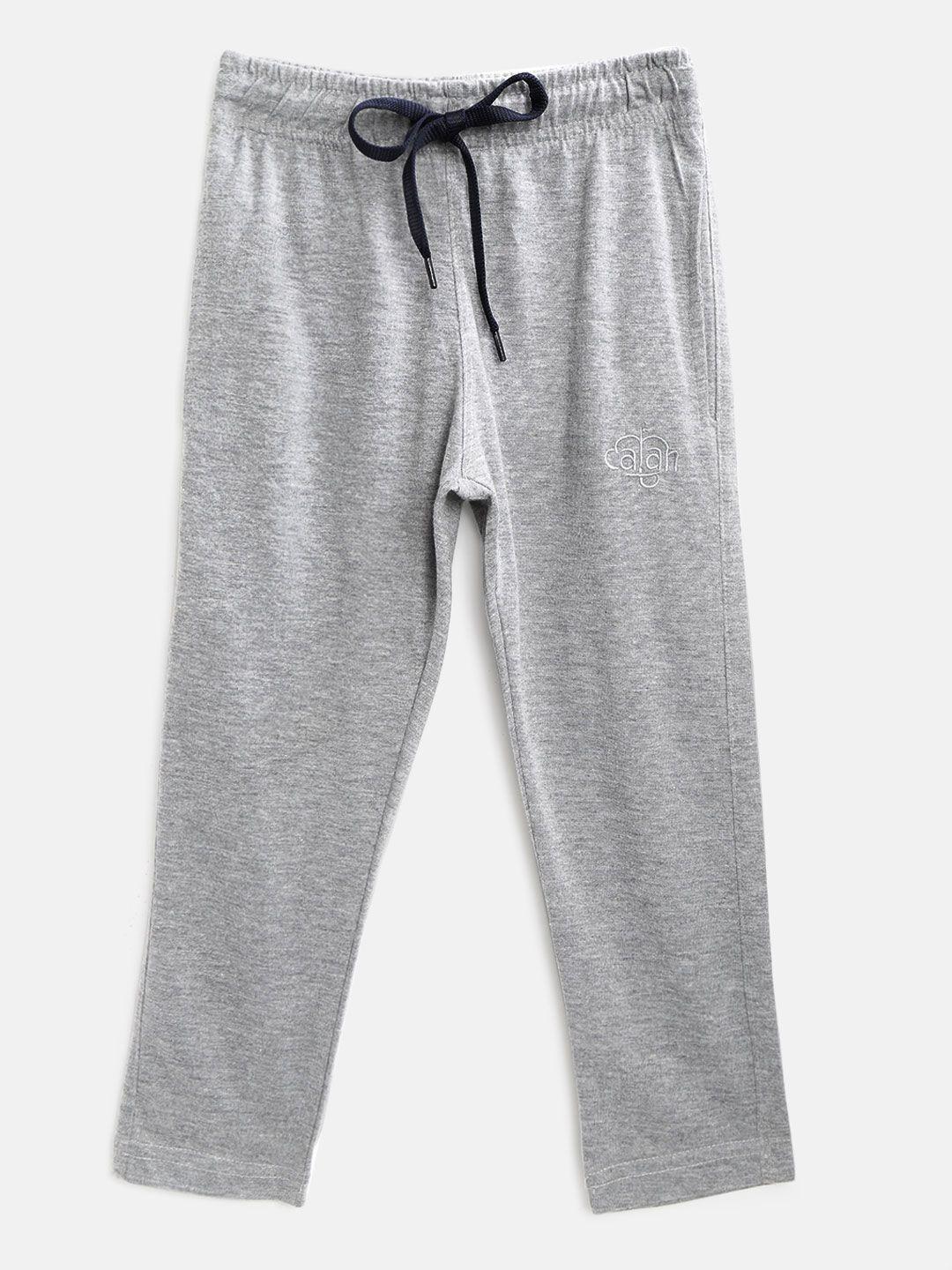 chimprala kids grey melange solid cotton antimicrobial track pants