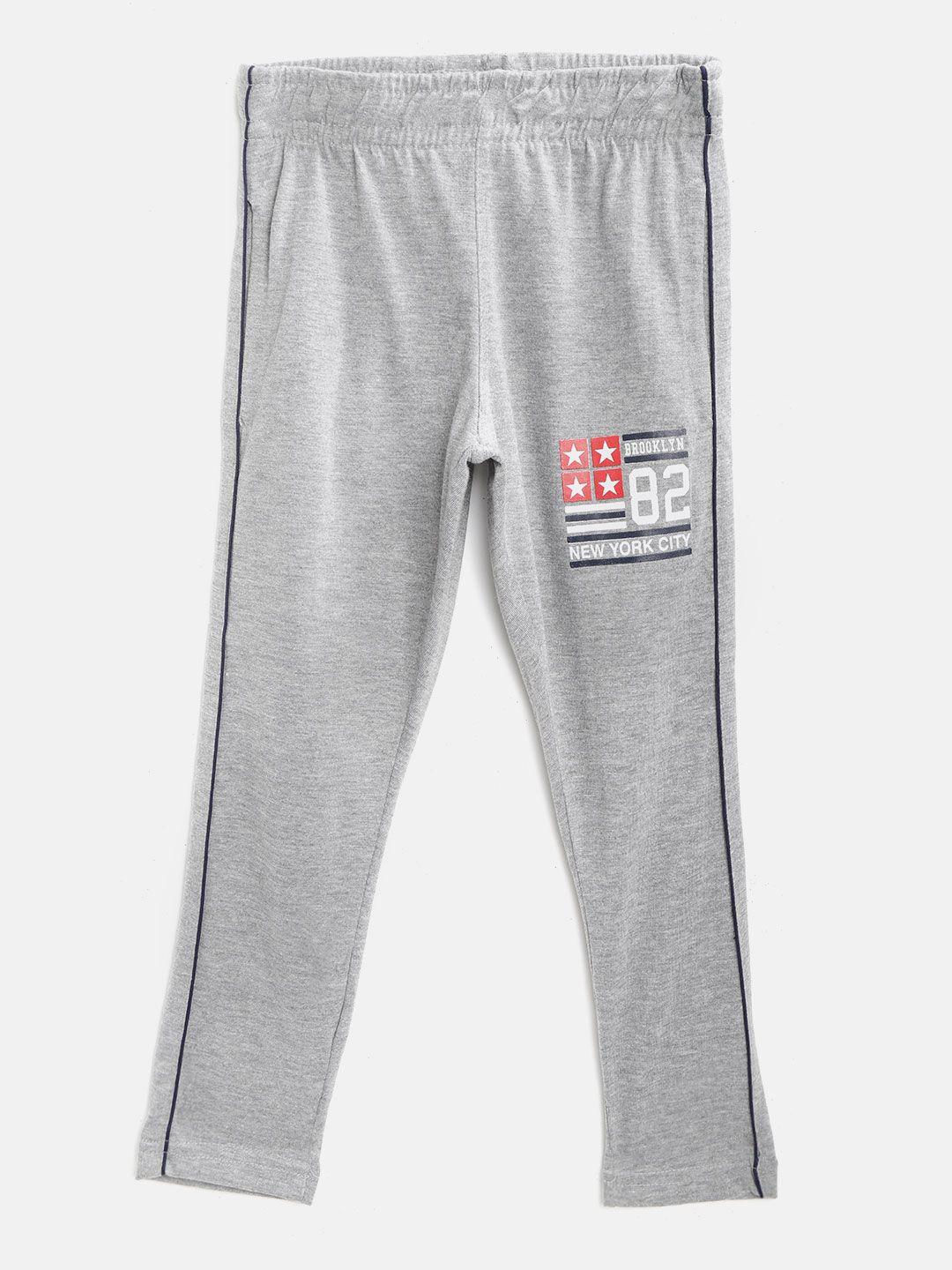 chimprala kids grey melange solid cotton antimicrobial track pants