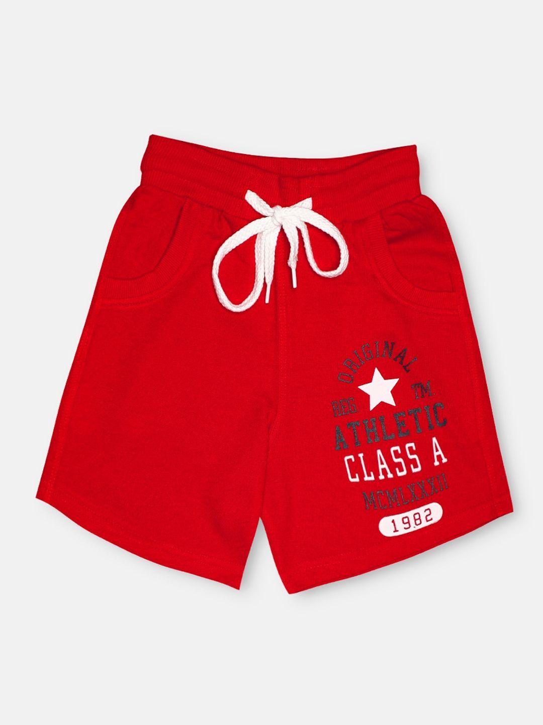 chimprala kids red & blue printed pure cotton antimicrobial shorts