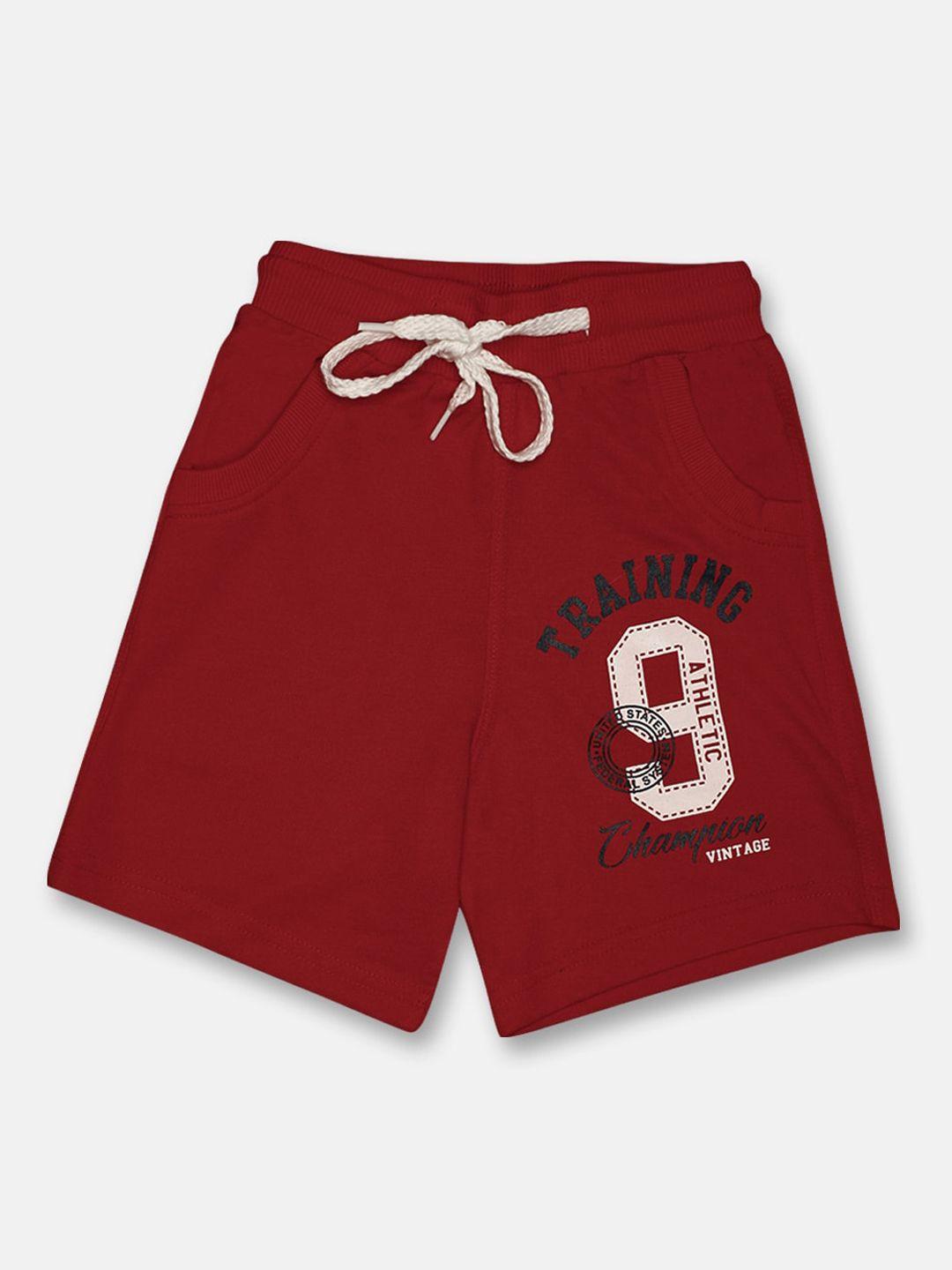 chimprala unisex kids red printed mid-rise regular shorts