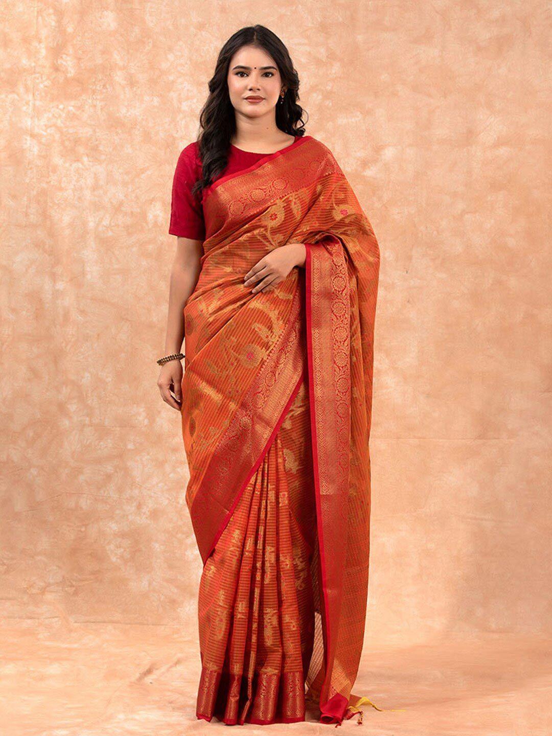 chinaya banaras ethnic motifs woven design zari pure cotton banarasi saree