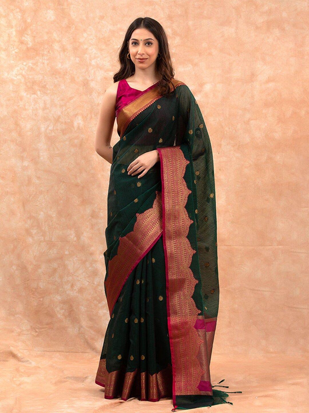 chinaya banaras ethnic motifs woven design zari pure cotton banarasi saree