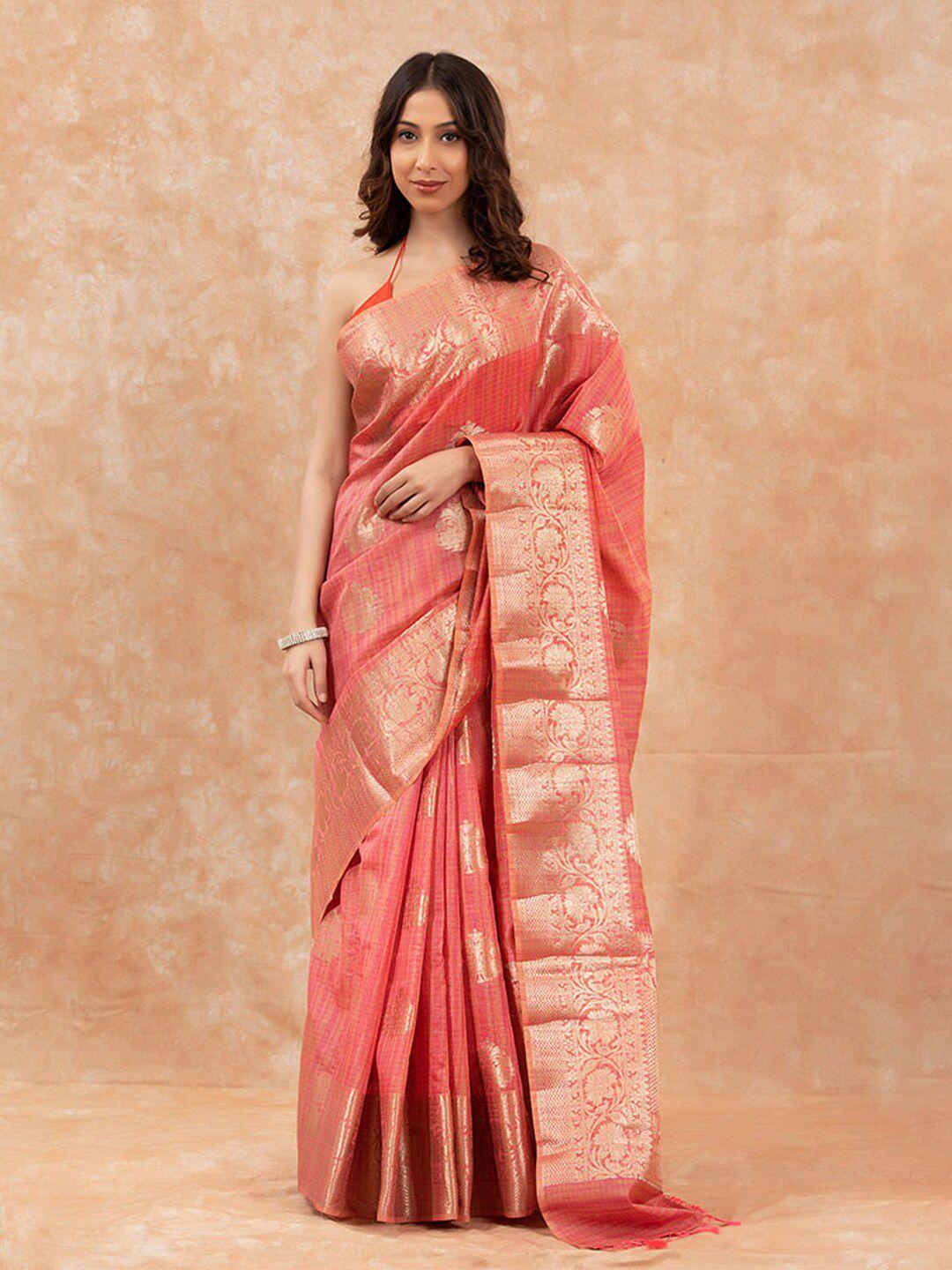 chinaya banaras ethnic motifs woven design zari pure cotton banarasi saree