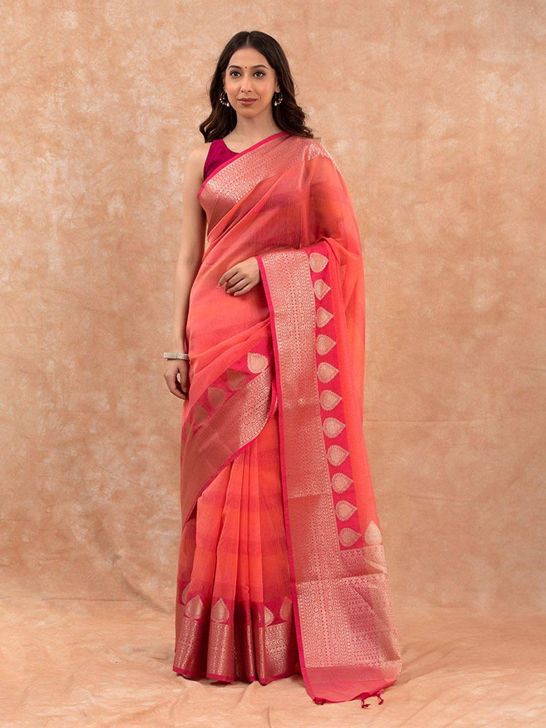 chinaya banaras ethnic motifs woven design zari pure cotton banarasi saree