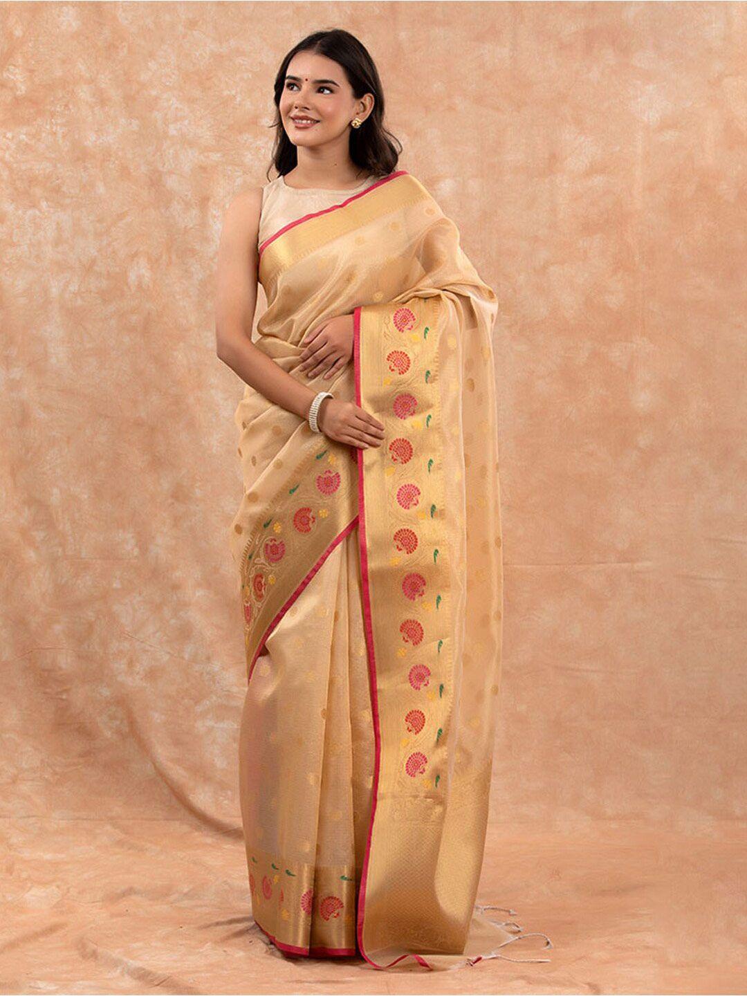 chinaya banaras ethnic motifs woven design zari pure cotton banarasi saree