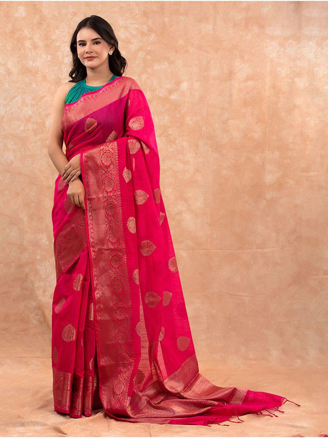 chinaya banaras ethnic motifs woven design zari pure cotton banarasi saree