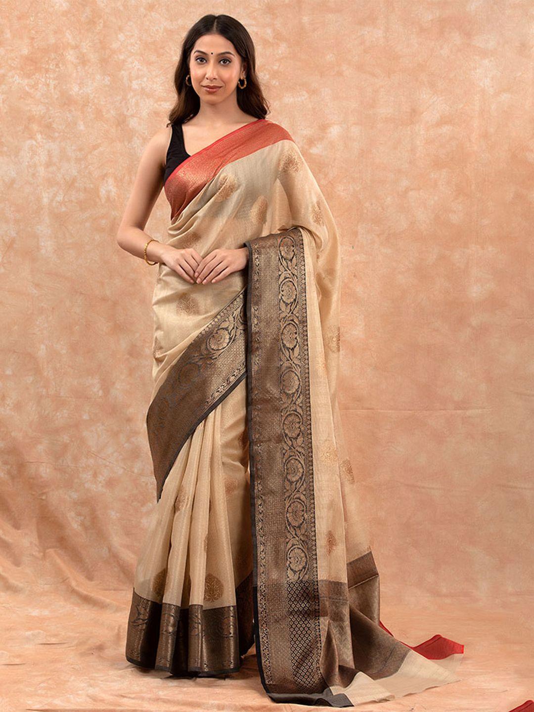 chinaya banaras ethnic motifs woven design zari pure cotton banarasi saree