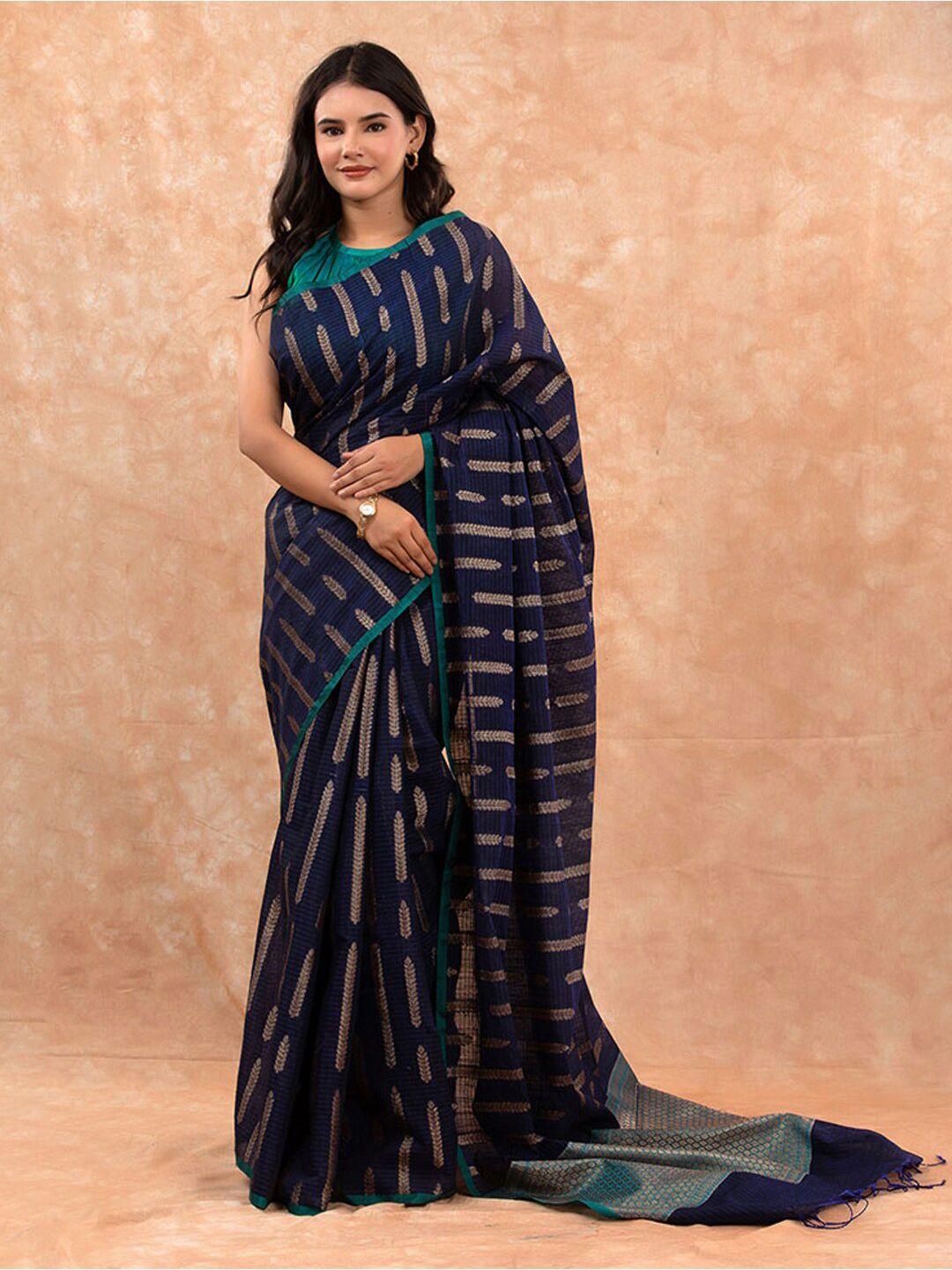 chinaya banaras striped zari pure cotton banarasi saree