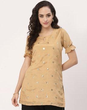 chinon sequin embellished kurti