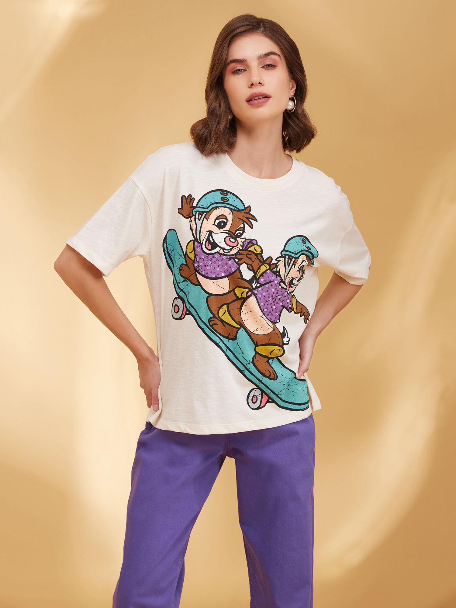 chip & dale disney printed graphic t-shirt