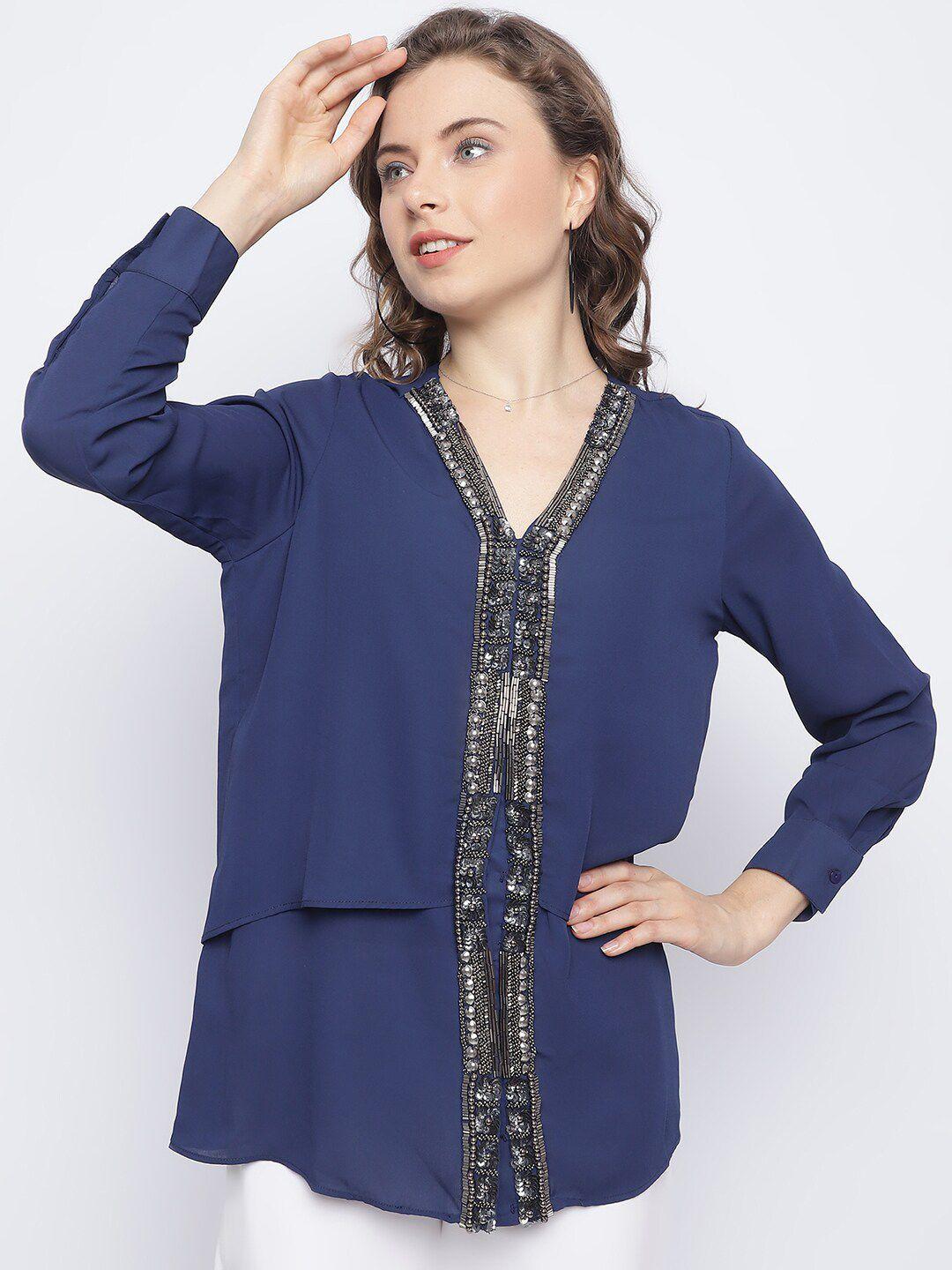 chique collarless party shirt