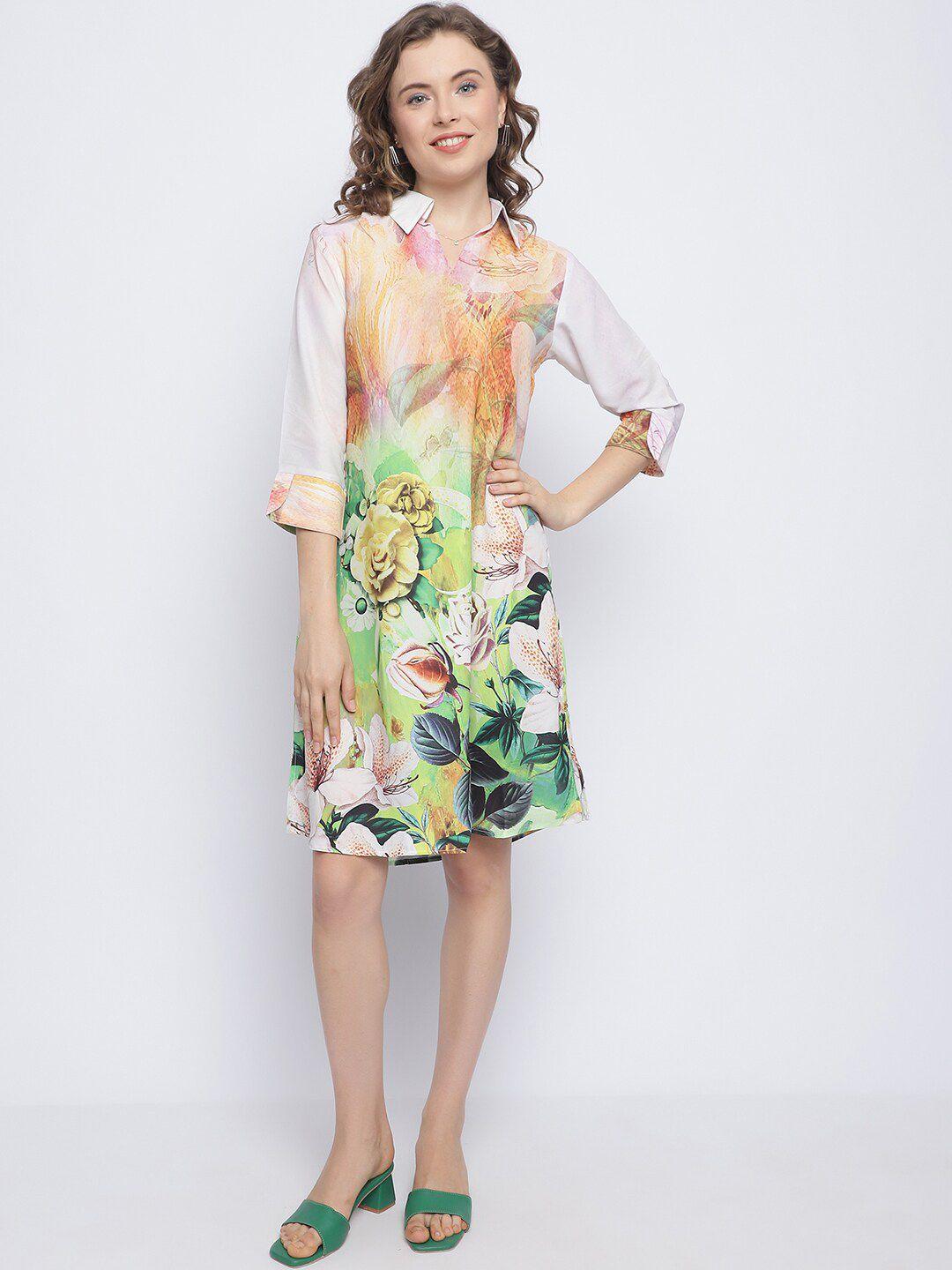 chique floral print a-line dress
