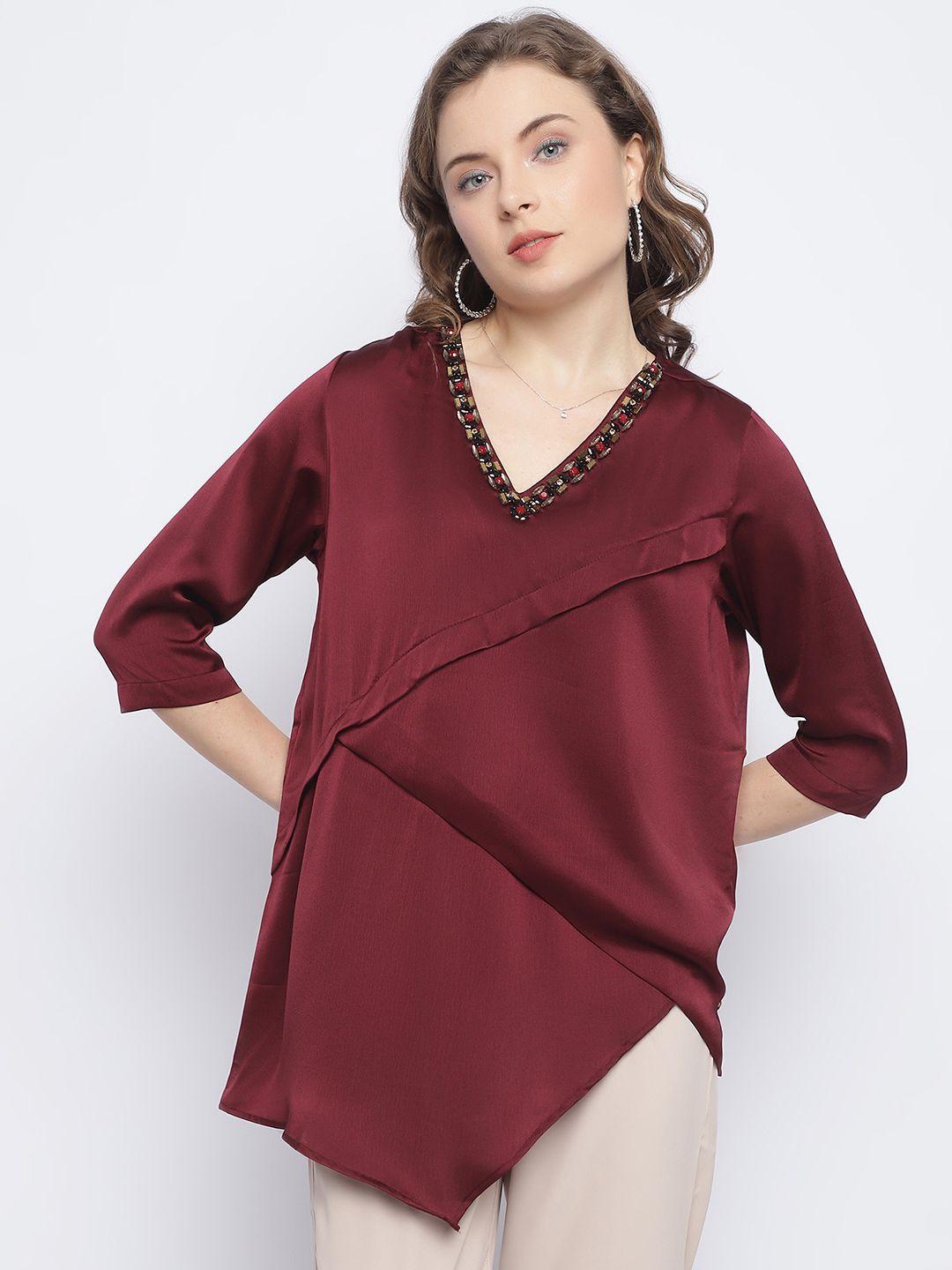 chique maroon crepe top