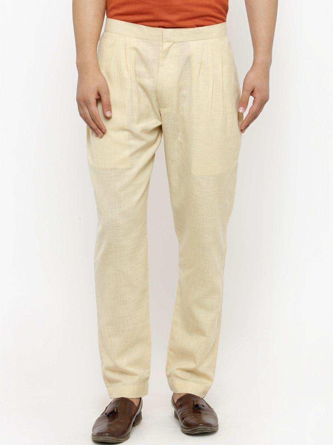 chitwan mohan men beige solid cotton pyjamas