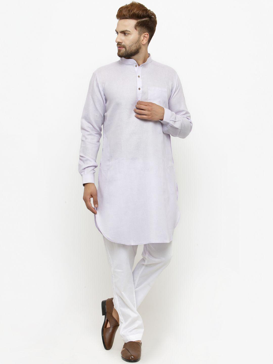 chitwan mohan men lavender solid pathani kurta