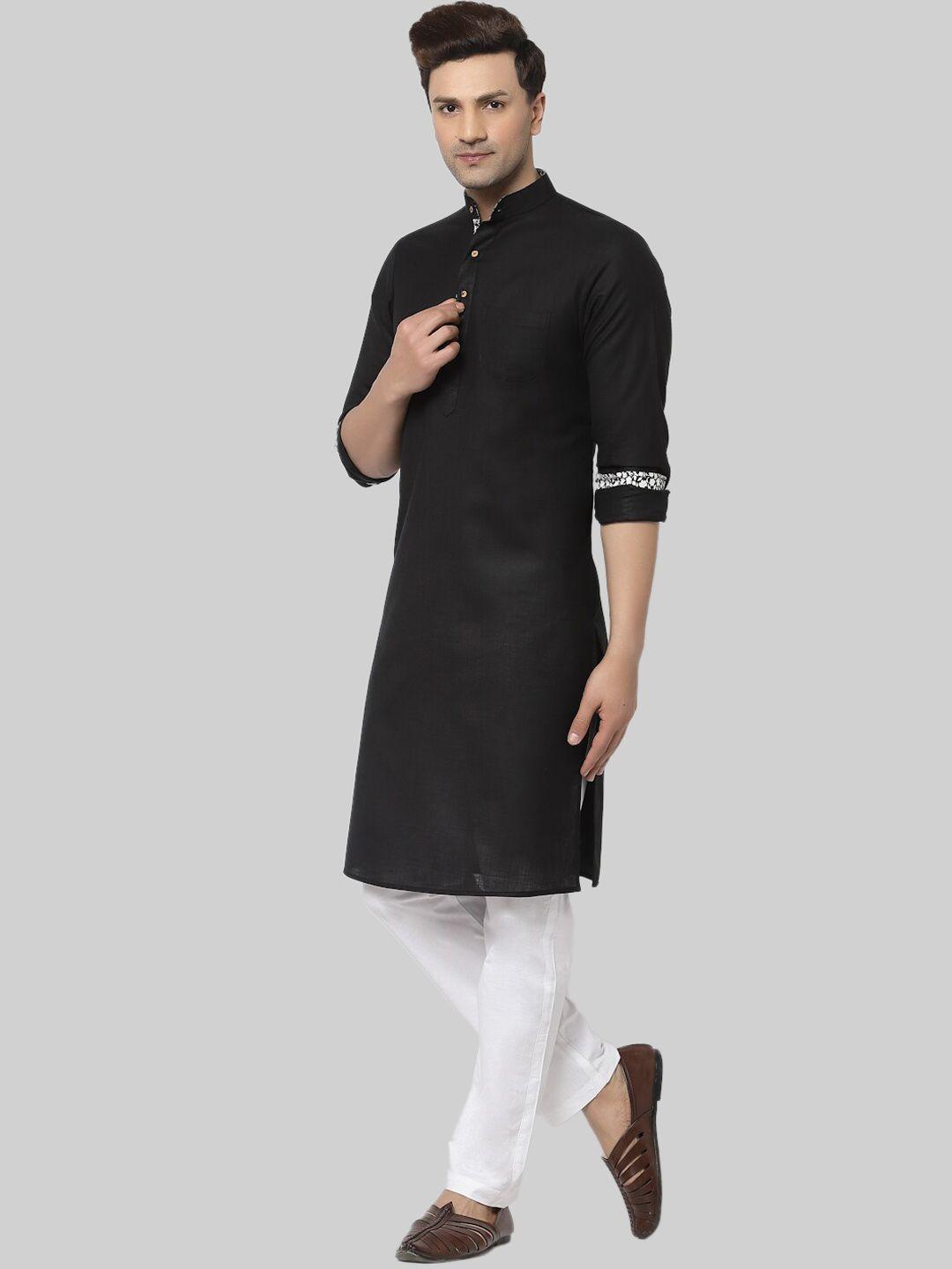 chitwan mohan men mandarin collar straight kurta with pyjamas