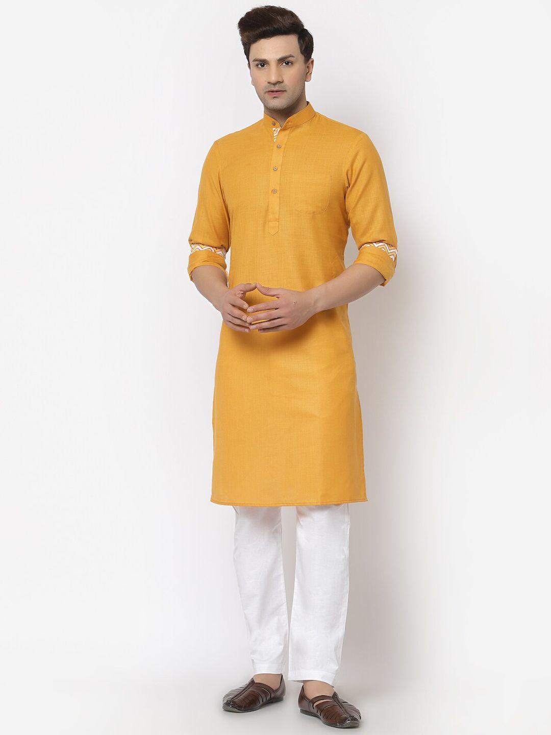 chitwan mohan men mandarin collar straight kurta with trousers