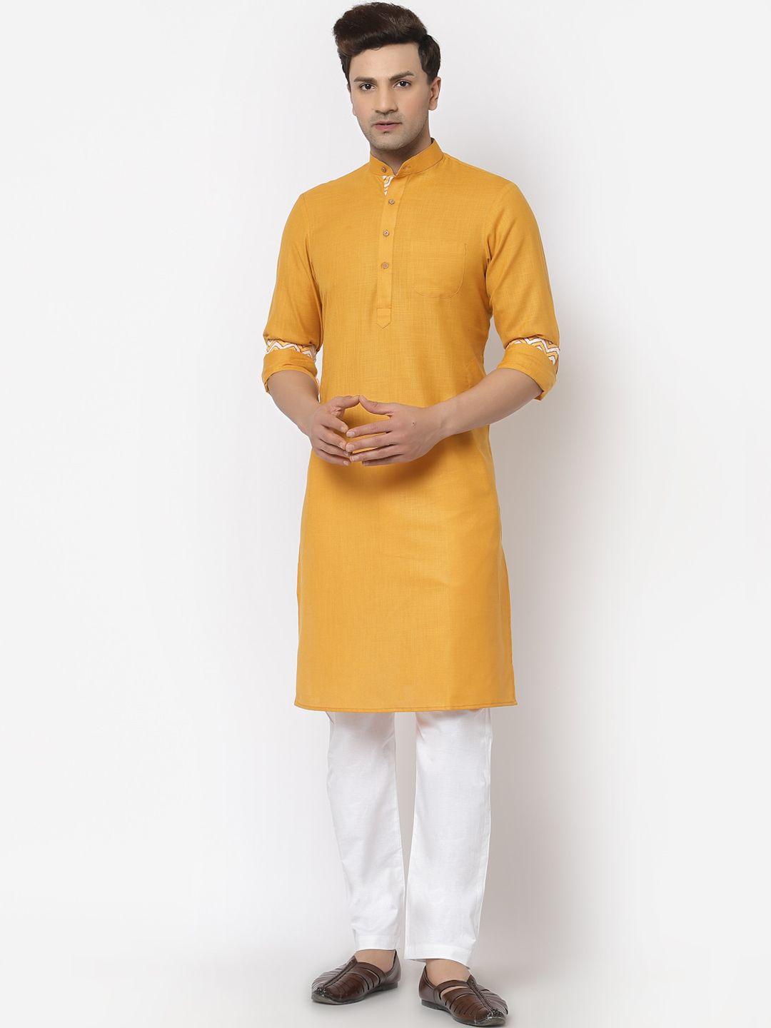 chitwan mohan men mustard yellow kurta with trousers