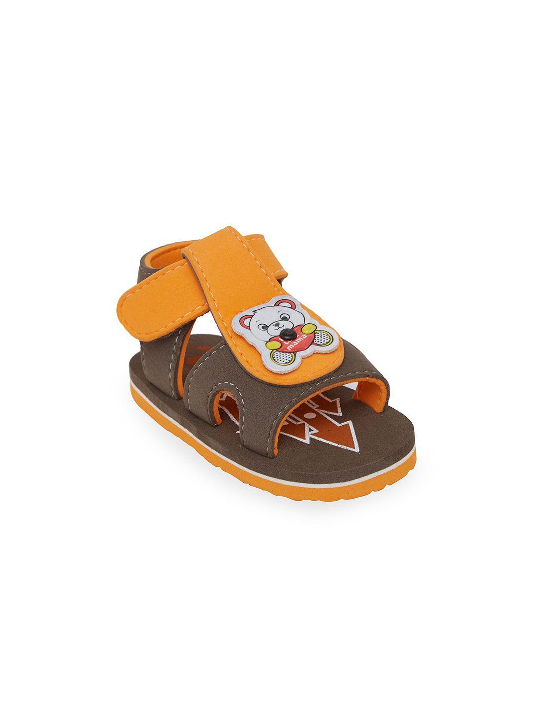 chiu kids orange & brown colourblocked chu chu comfort sandals
