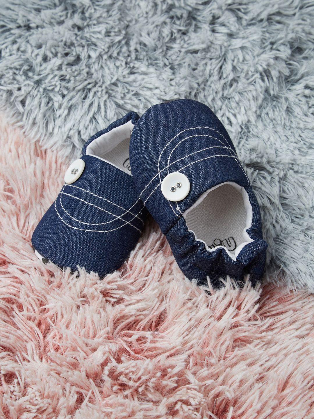 chiu infant kids navy blue solid cotton booties