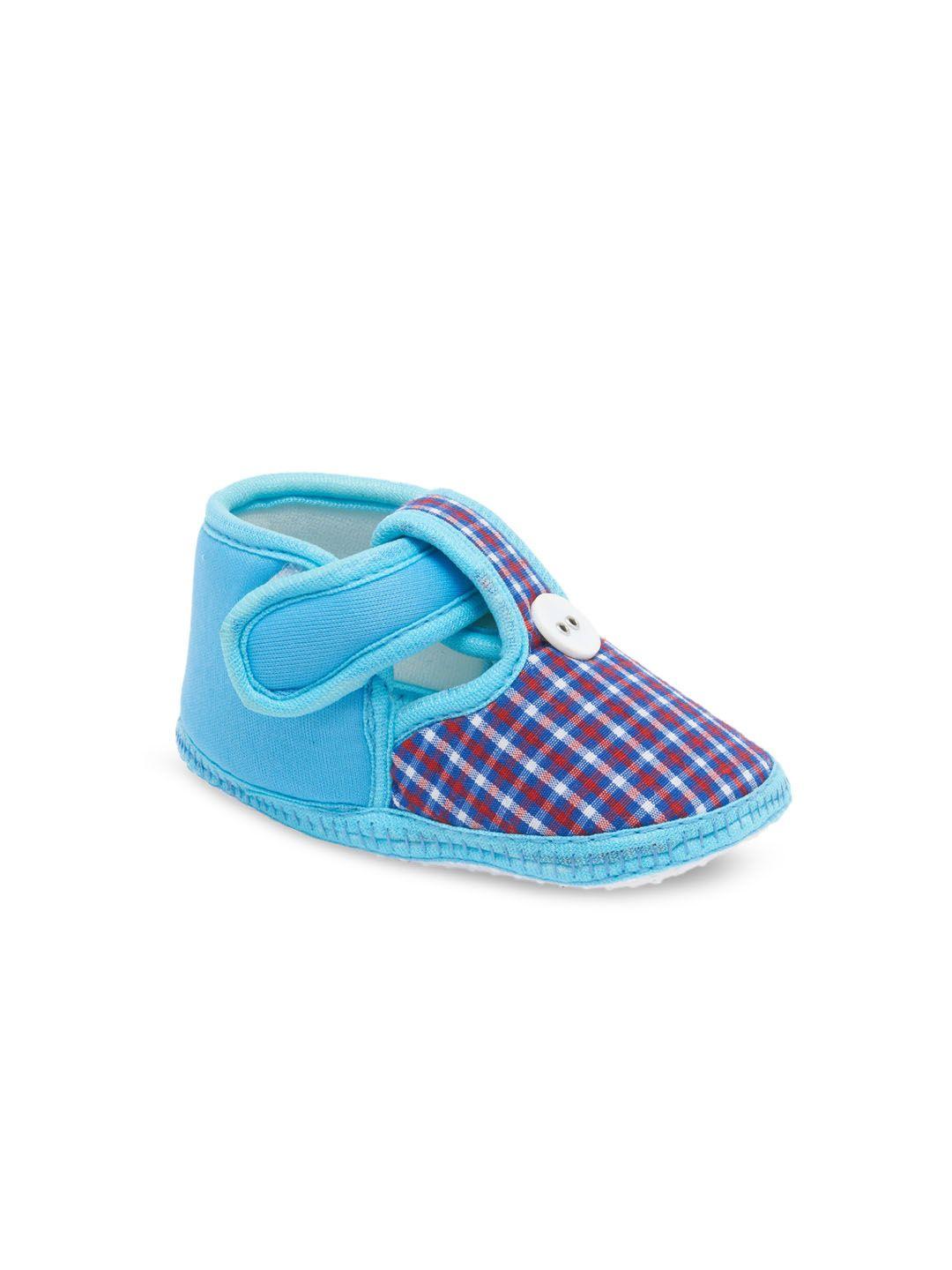 chiu kids blue checked booties