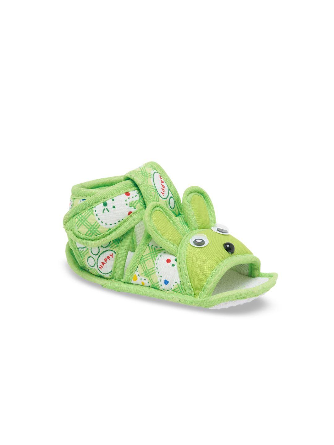 chiu kids green printed booties