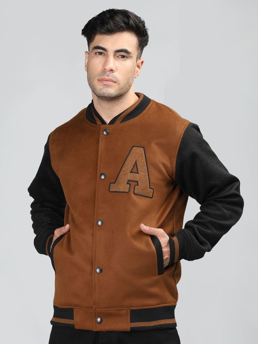 chkokko colourblocked woollen lightweight outdoor varsity jacket