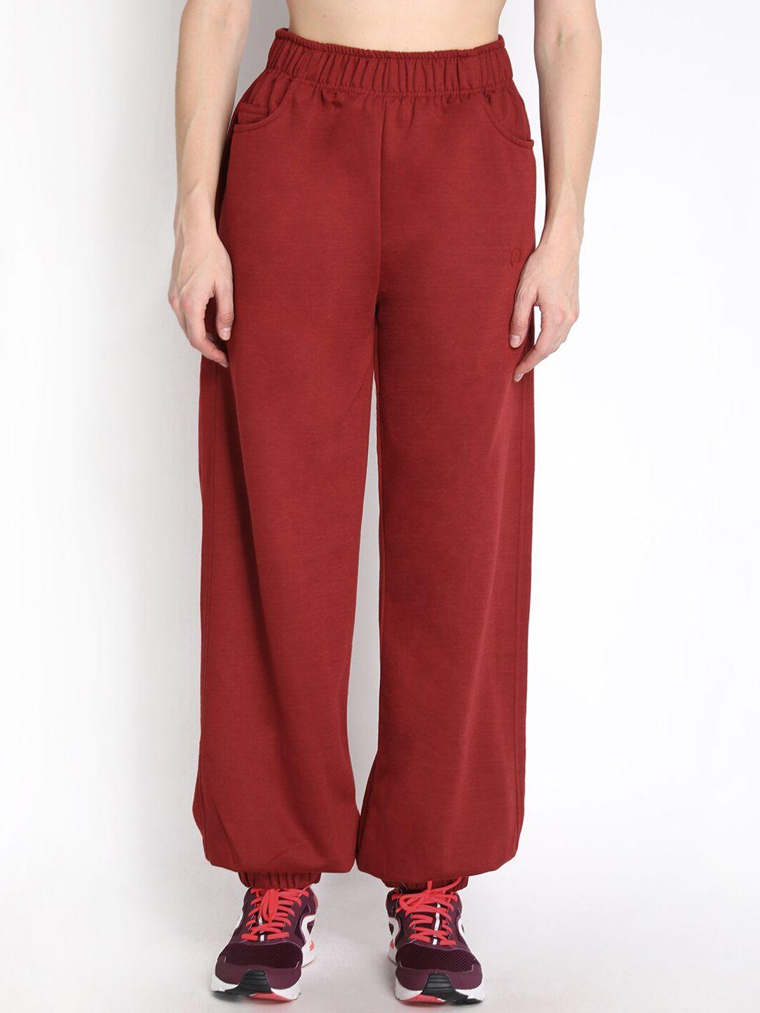 chkokko women maroon solid relaxed-fit joggers