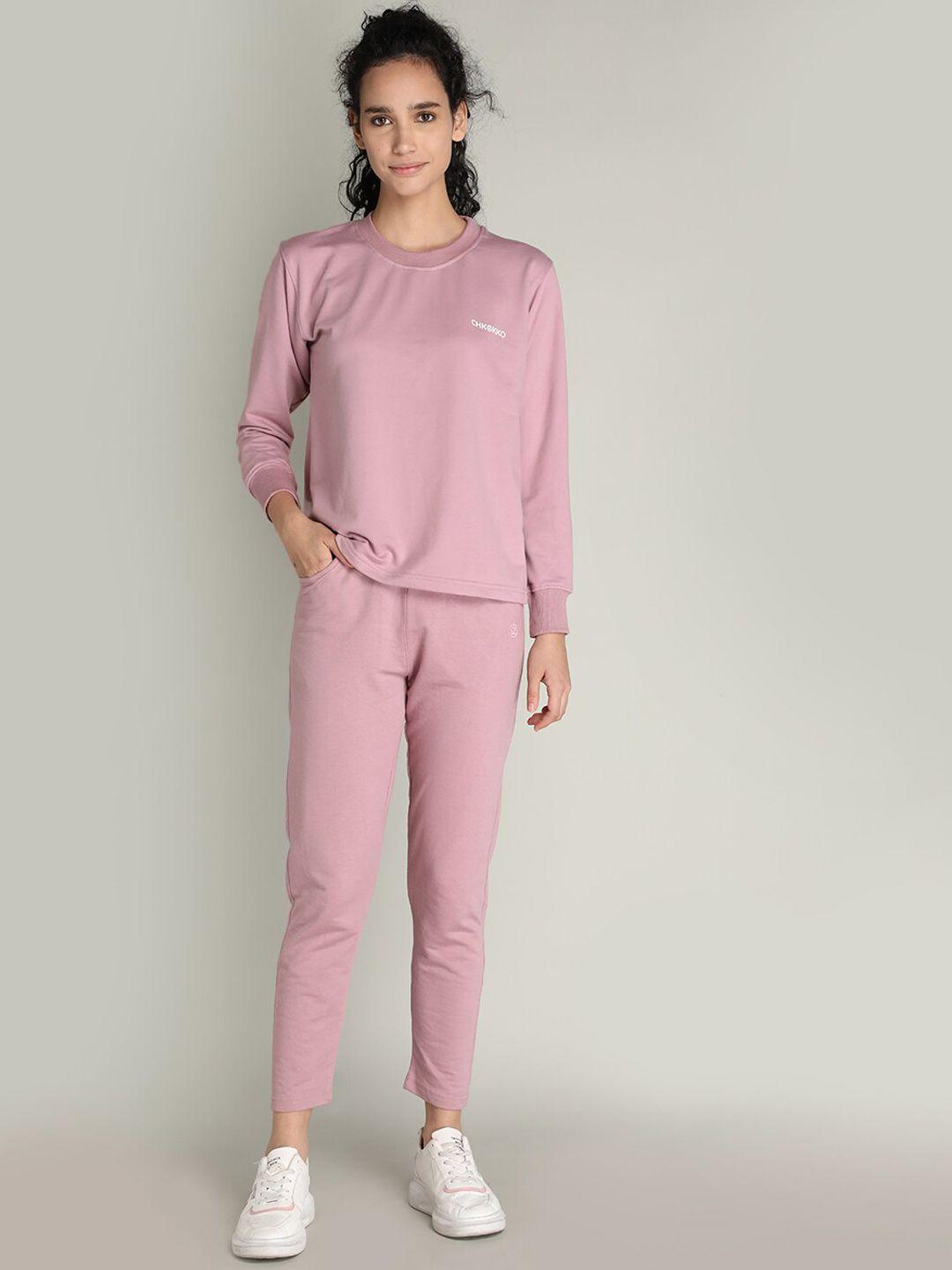 chkokko women pink solid co-ord sets