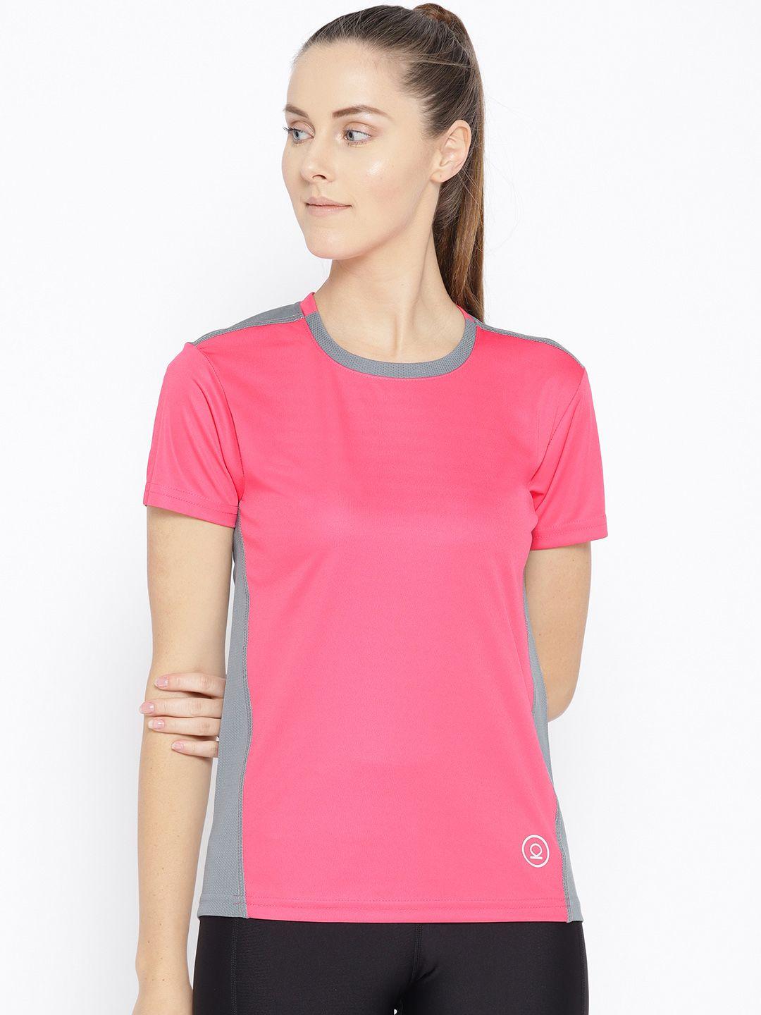 chkokko women pink solid round neck running t-shirt