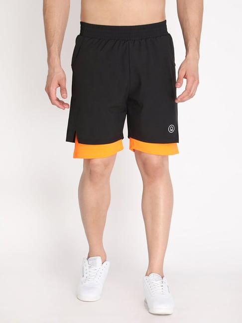 chkokko black & orange regular fit shorts