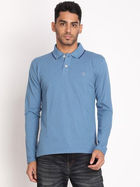 chkokko blue cotton regular fit polo t-shirt