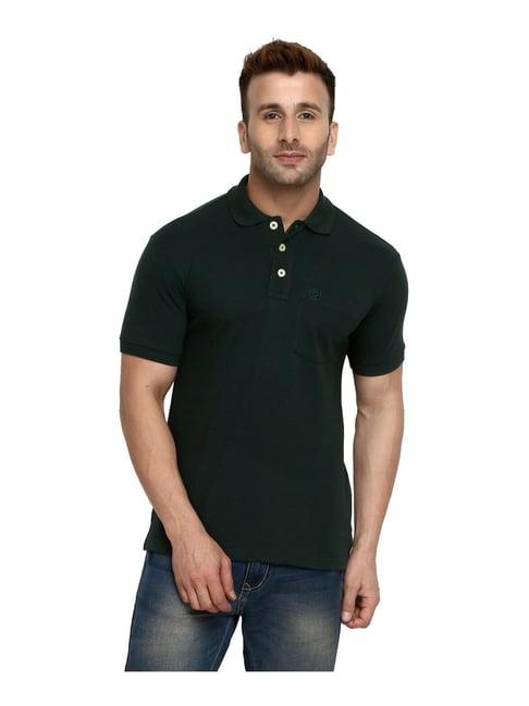 chkokko bottle green regular fit polo t-shirt