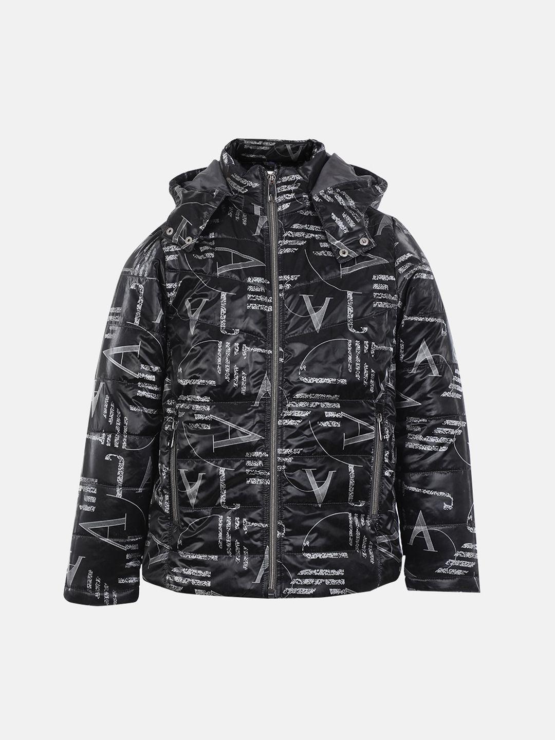 chkokko boys abstract printed hooded puffer jacket