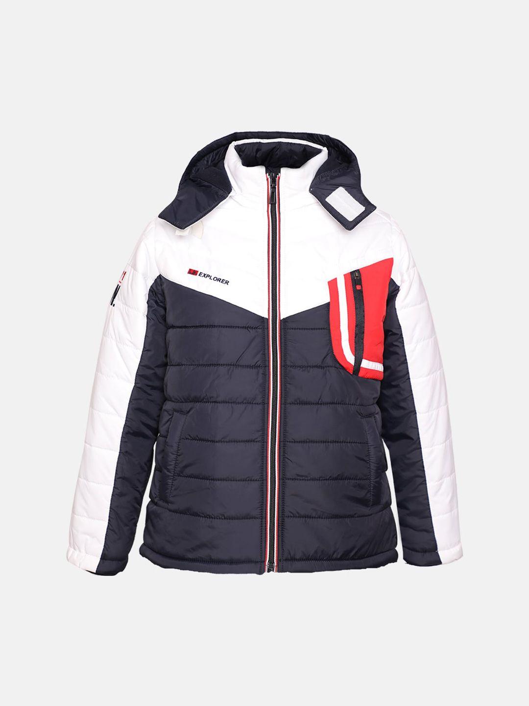 chkokko boys colourblocked hooded puffer jacket