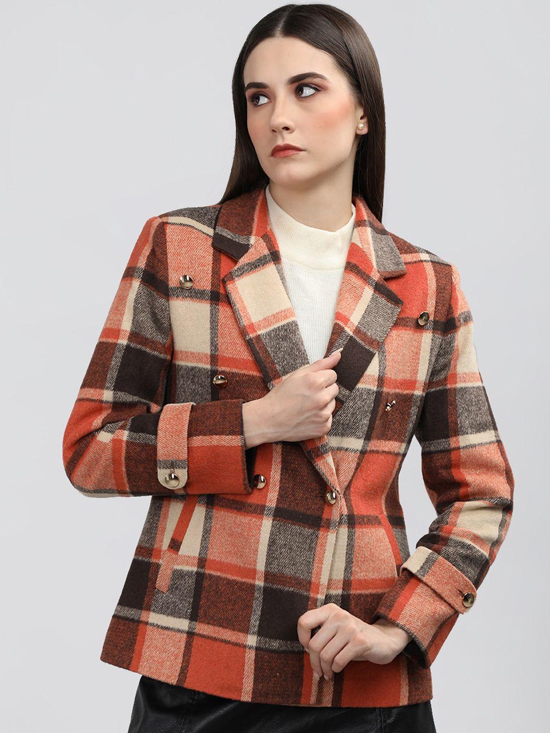 chkokko checked notched lapel woollen overcoat