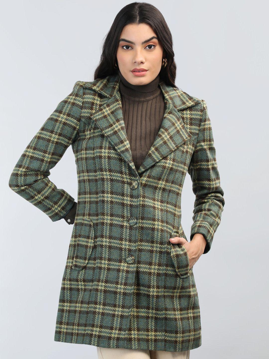 chkokko checked single breasted notched lapel collar overcoat