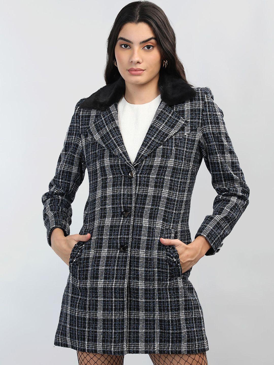 chkokko checked single-breasted wool overcoat