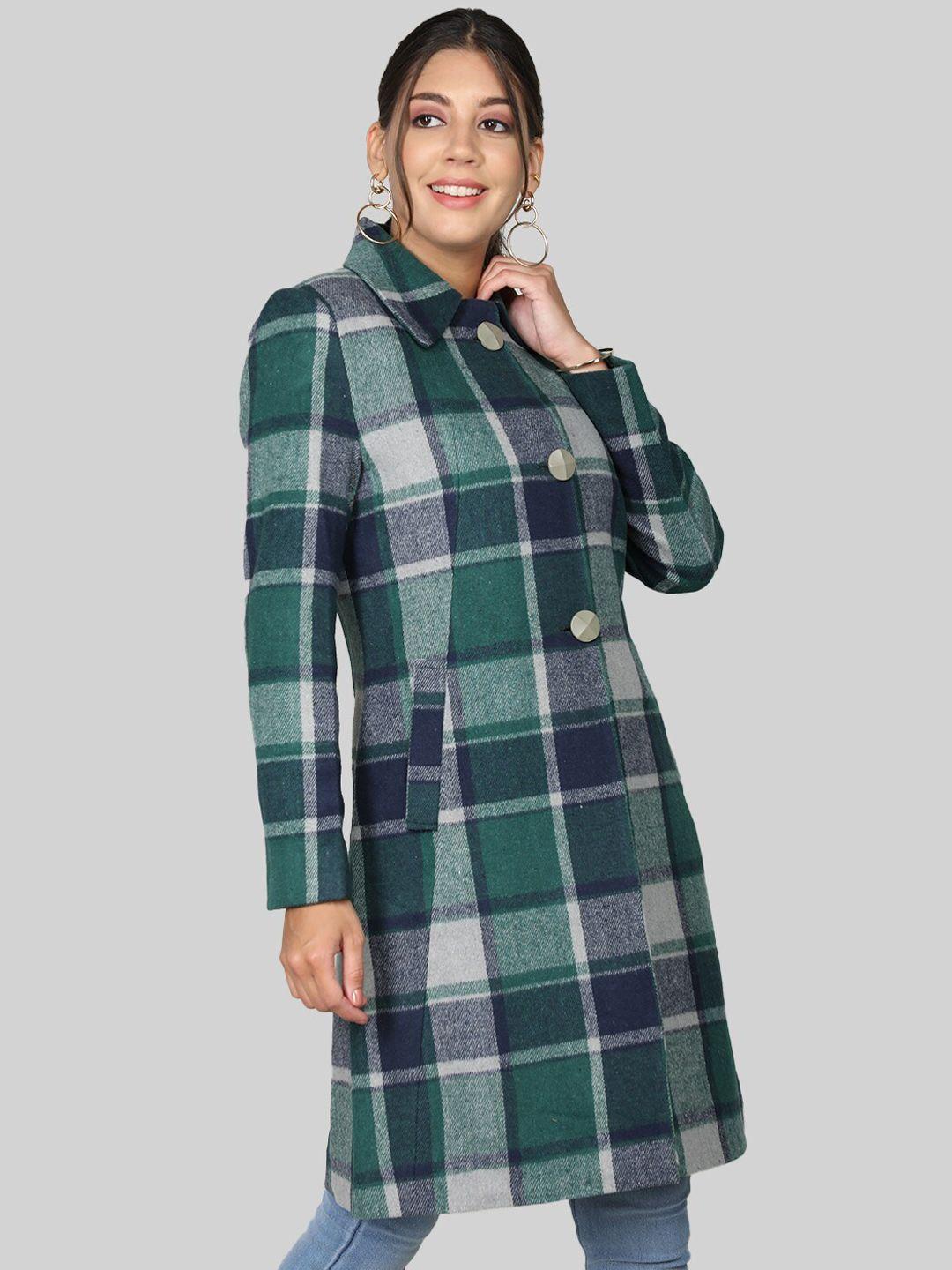 chkokko checked single-breasted woolen overcoat