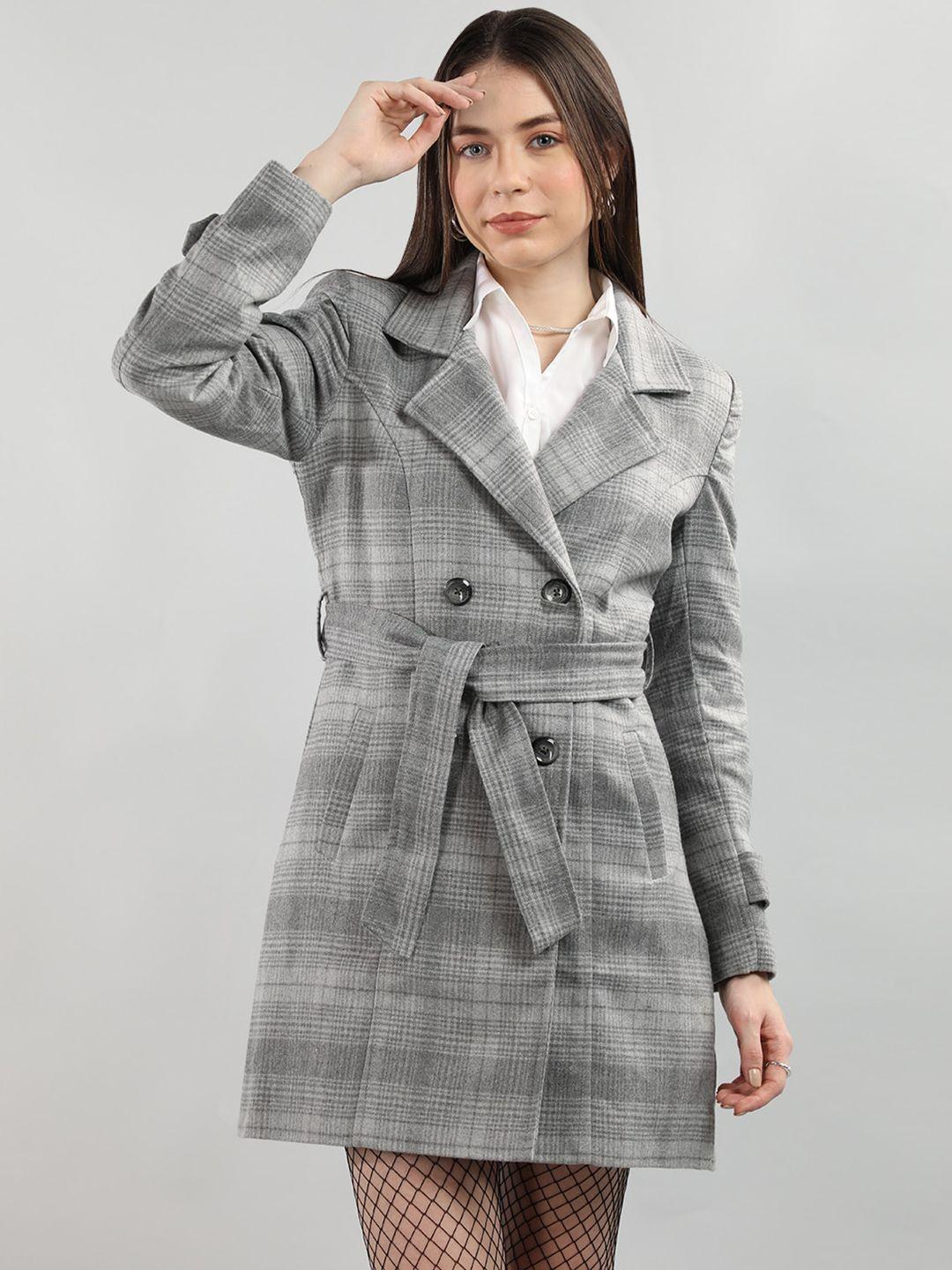 chkokko checked wool double breasted coat