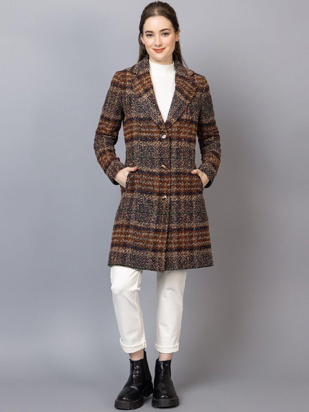 chkokko checked woollen winter wear longline overcoat