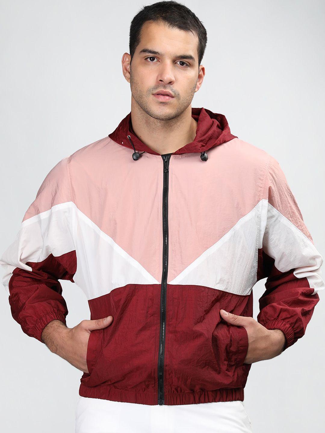 chkokko colourblocked windcheater hooded bomber jacket