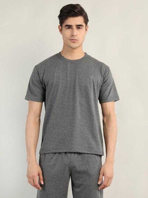 chkokko dark grey melange regular fit crew t-shirt