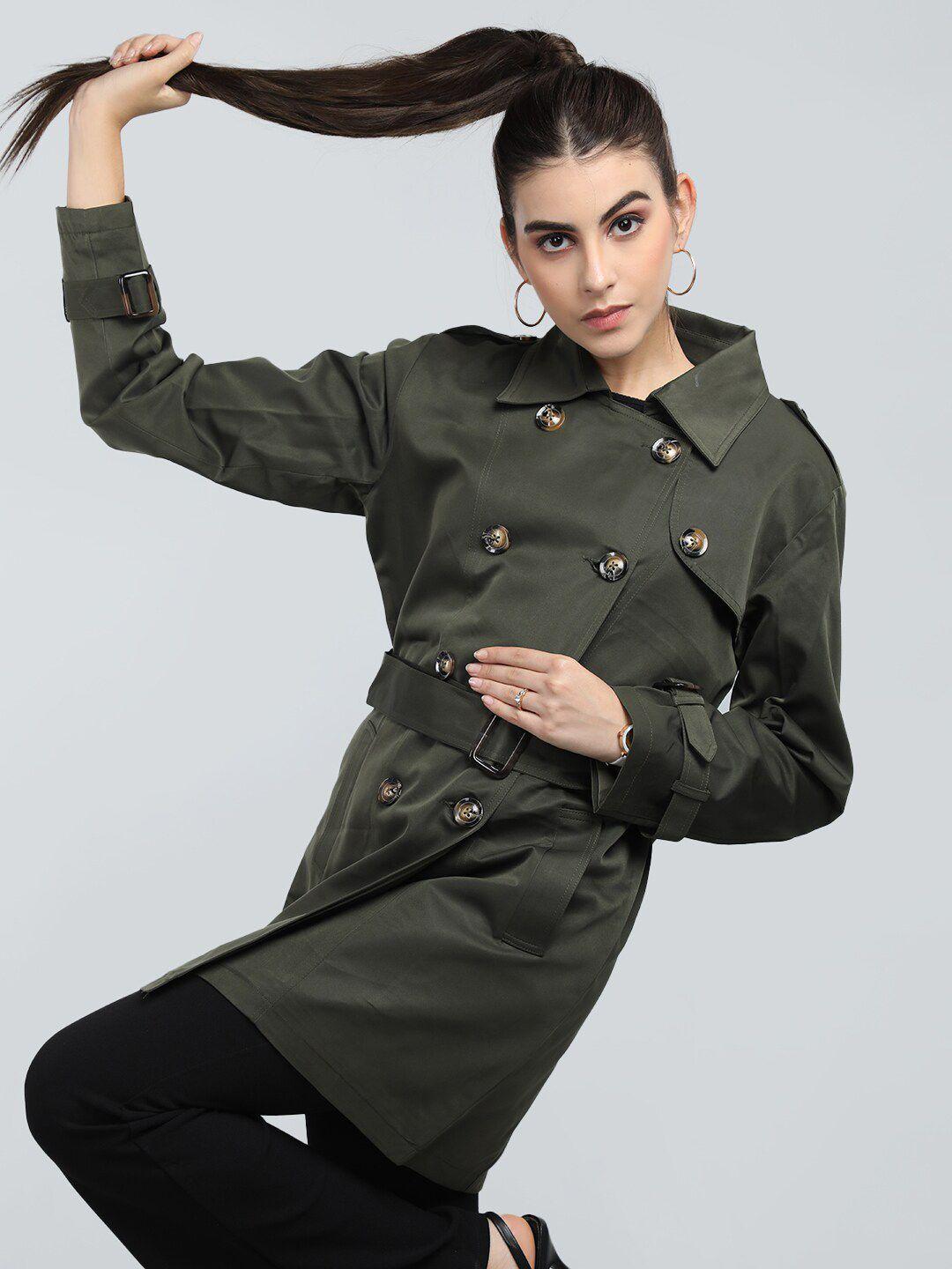 chkokko double-breasted longline trench overcoat